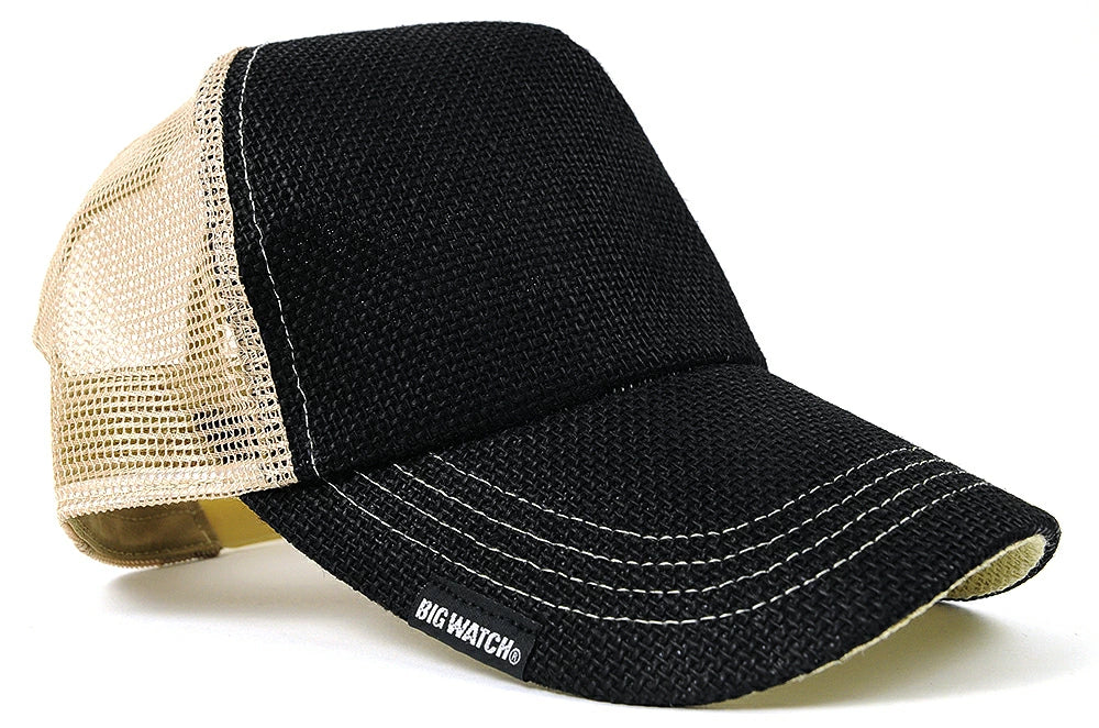 無地ヘンプキャップ BIGWATCH ブラック ベージュ 黒 メッシュキャップ ビッグワッチ CPM-01 春 夏 秋 UVケア