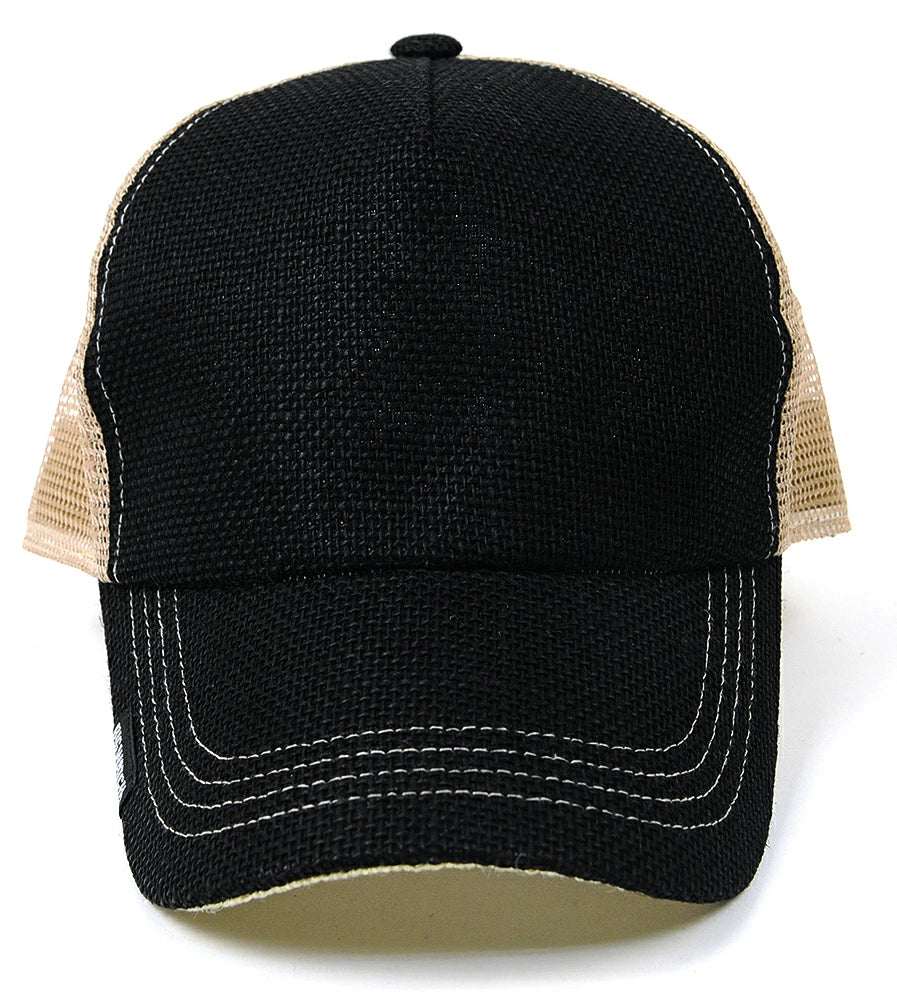 無地ヘンプキャップ BIGWATCH ブラック ベージュ 黒 メッシュキャップ ビッグワッチ CPM-01 春 夏 秋 UVケア