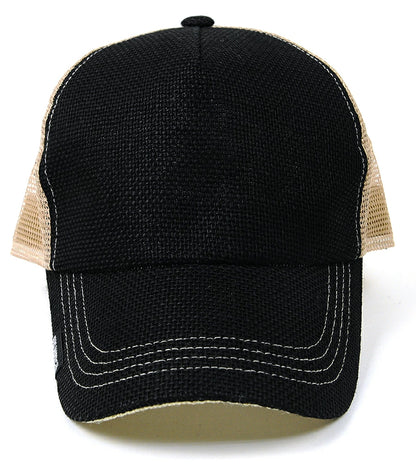 無地ヘンプキャップ BIGWATCH ブラック ベージュ 黒 メッシュキャップ ビッグワッチ CPM-01 春 夏 秋 UVケア