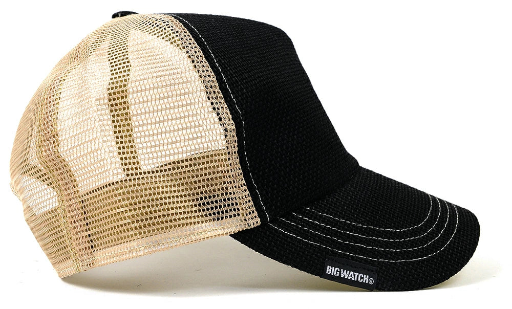 無地ヘンプキャップ BIGWATCH ブラック ベージュ 黒 メッシュキャップ ビッグワッチ CPM-01 春 夏 秋 UVケア