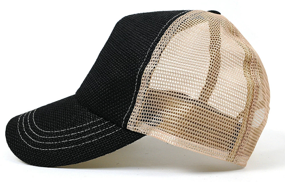 無地ヘンプキャップ BIGWATCH ブラック ベージュ 黒 メッシュキャップ ビッグワッチ CPM-01 春 夏 秋 UVケア