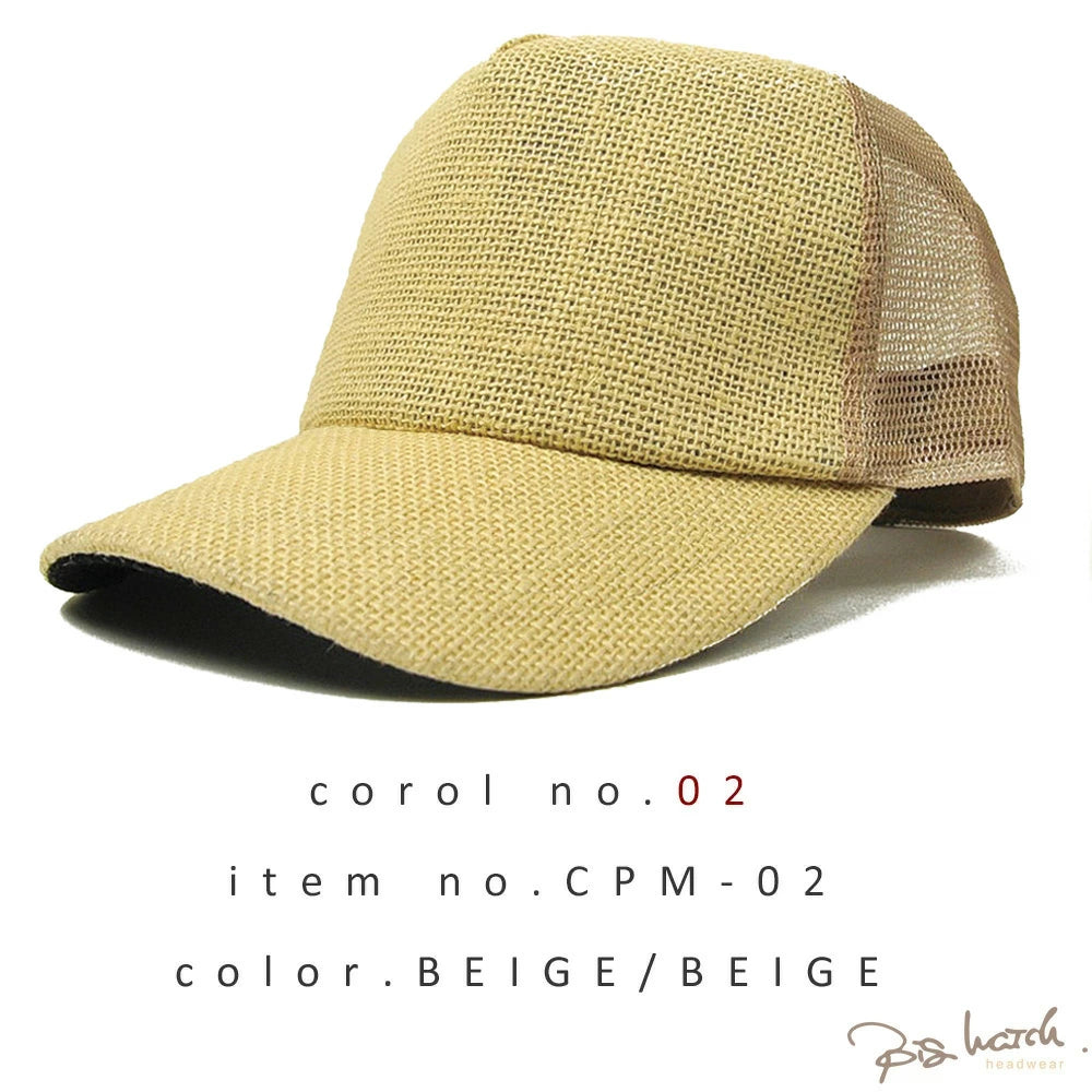 無地 ヘンプ メッシュ キャップ ブラック CPM-09 春夏 日よけ