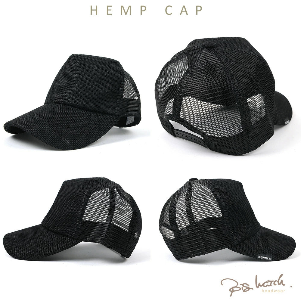 無地 ヘンプ メッシュ キャップ ブラック CPM-09 春夏 日よけ