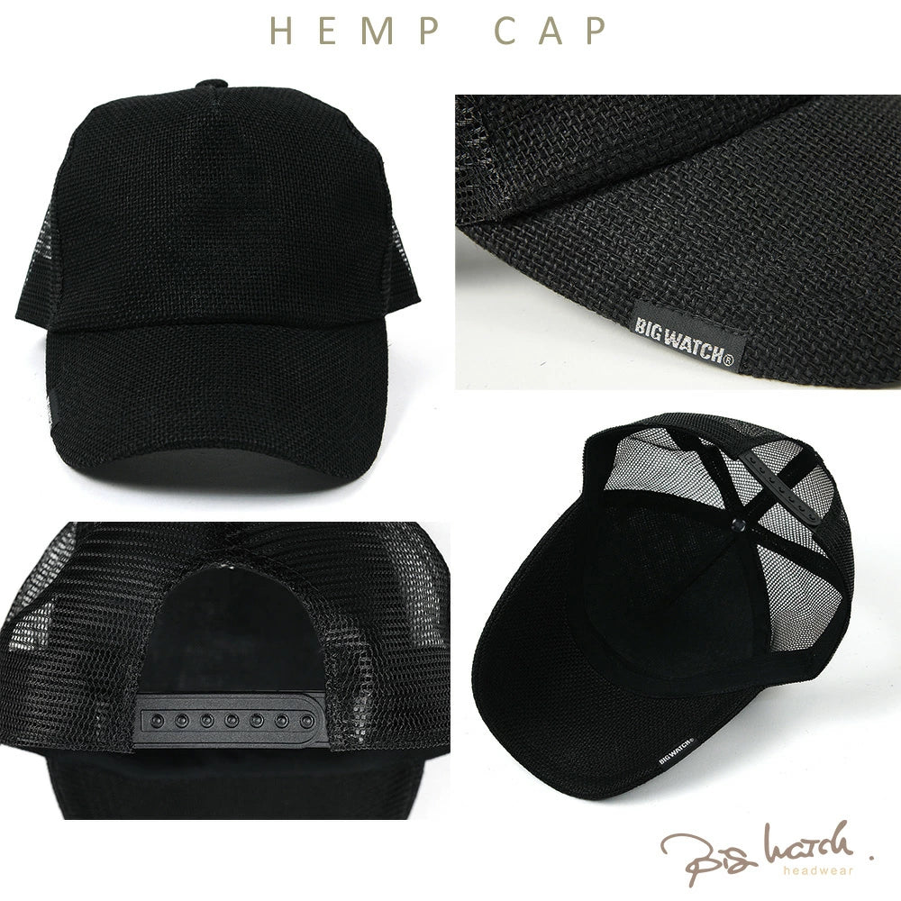 無地 ヘンプ メッシュ キャップ ブラック CPM-09 春夏 日よけ