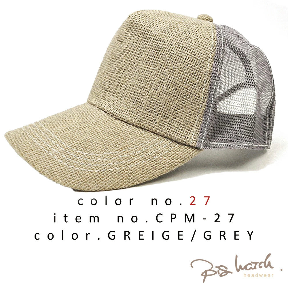 無地 ヘンプ メッシュ キャップ ブラック CPM-09 春夏 日よけ