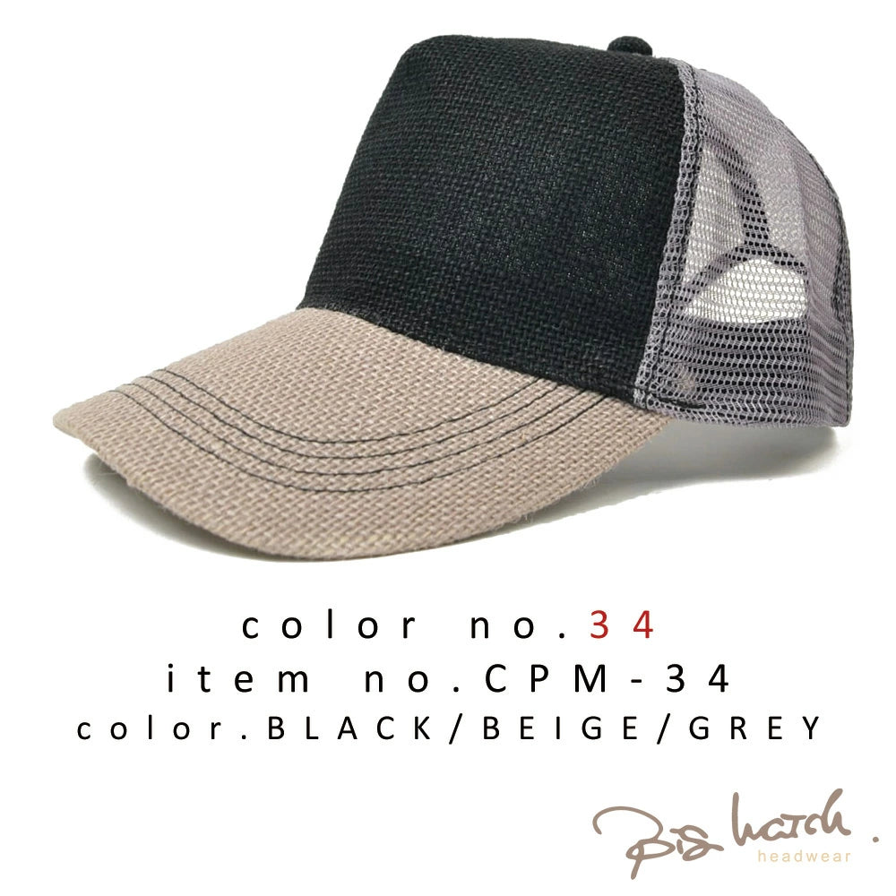 無地 ヘンプ メッシュ キャップ ブラック CPM-09 春夏 日よけ