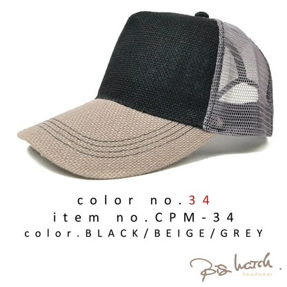 無地 ヘンプ メッシュ キャップ ブラック CPM-09 春夏 日よけ
