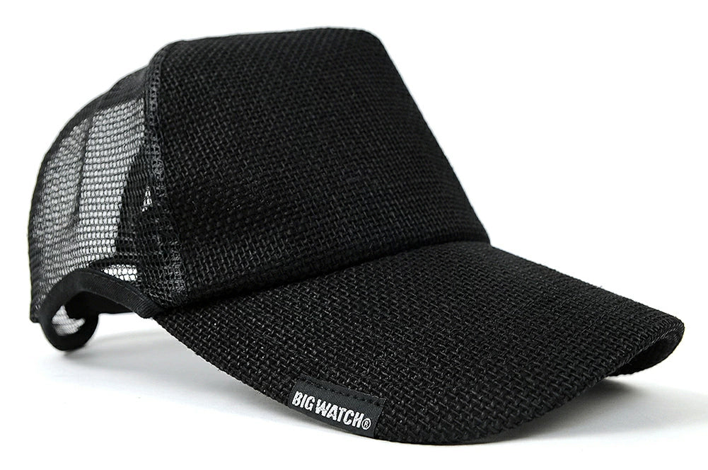 無地ヘンプ ラウンドキャップBIGWATCH オールブラック キャップ ビッグサイズ スポーツキャップ ダメージ加工無し CPM-09R 春 夏 秋 UVケア/ビッグワッチ