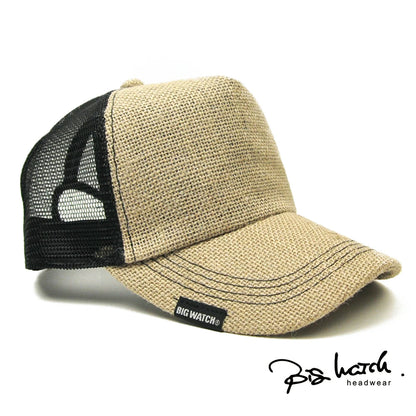 無地 ヘンプキャップ BIGWATCH グレージュ/ブラック メッシュキャップ CPM-21 春 夏 秋 UVケア ビッグワッチ