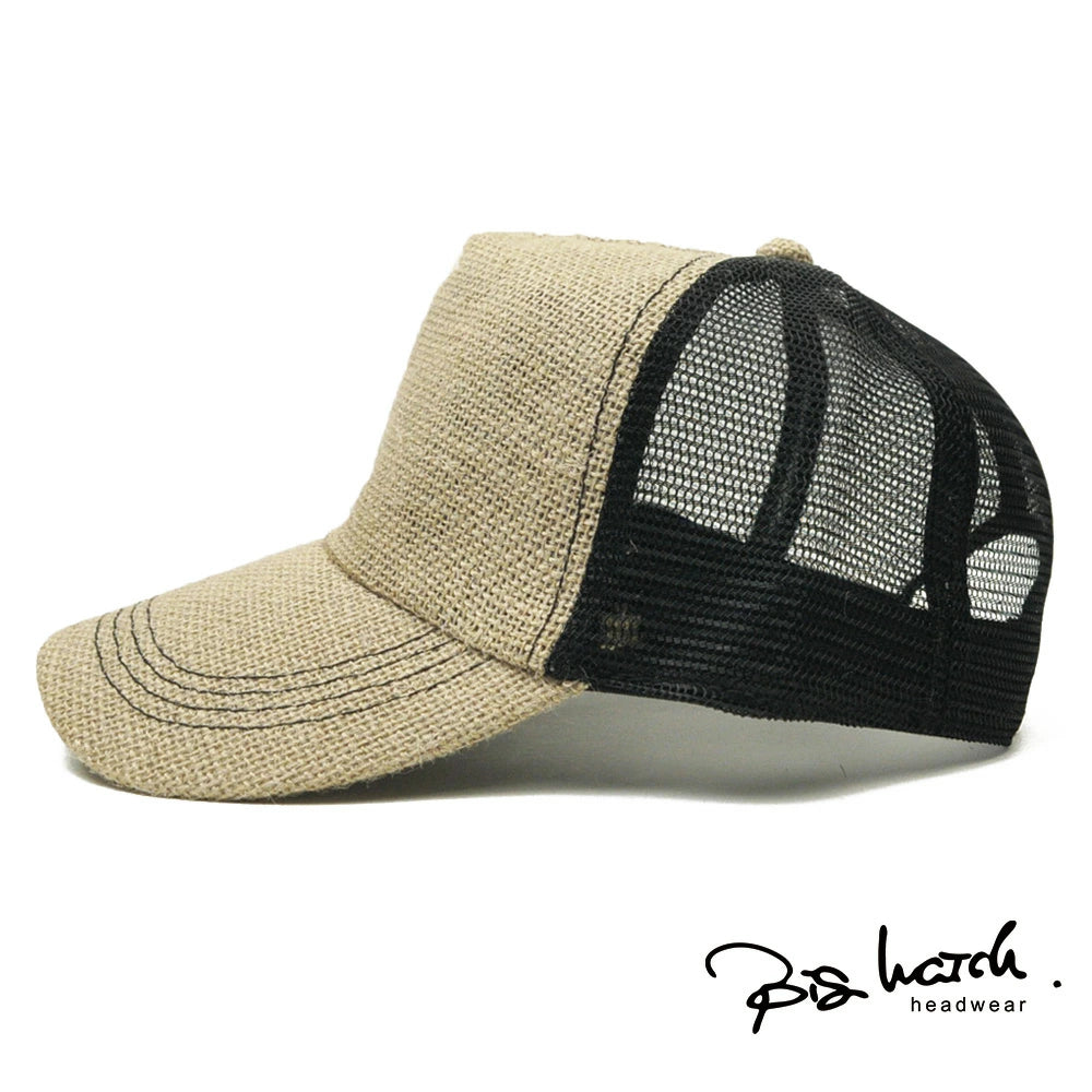 無地 ヘンプキャップ BIGWATCH グレージュ/ブラック メッシュキャップ CPM-21 春 夏 秋 UVケア ビッグワッチ