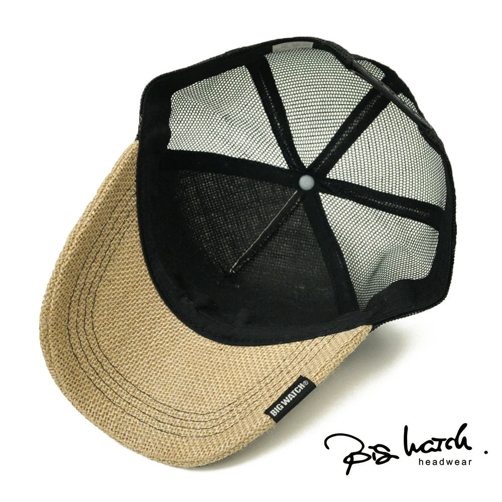 無地 ヘンプキャップ BIGWATCH グレージュ/ブラック メッシュキャップ CPM-21 春 夏 秋 UVケア ビッグワッチ