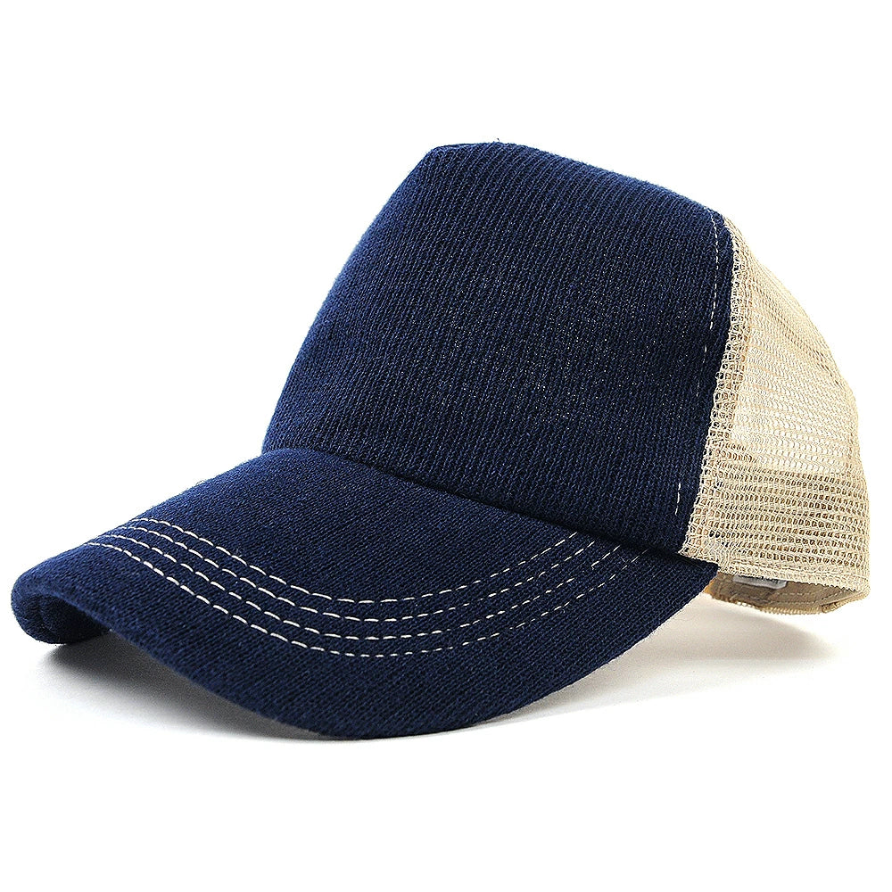 地 ヘンプ ニット コットンキャップ BIGWATCH ネイビー（紺) ベージュ メッシュキャップ ビッグサイズ ビッグワッチ ダメージ加工無し CPM-23 春 夏 秋 UVケア
