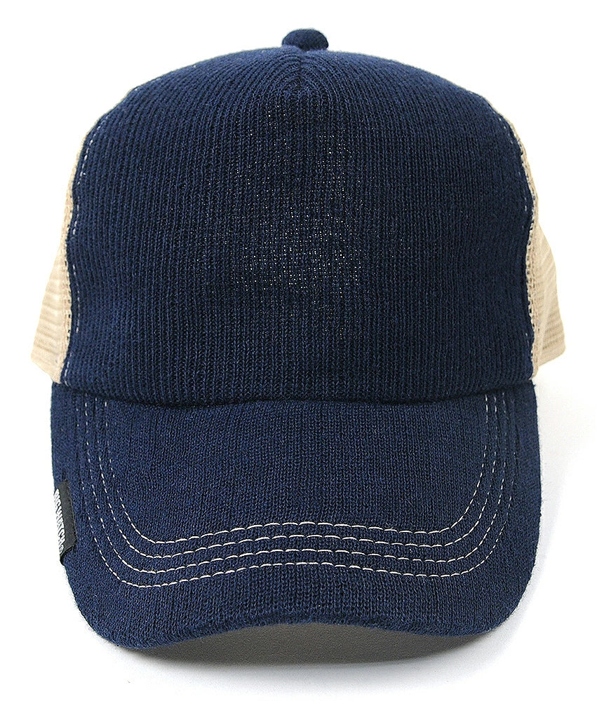 地 ヘンプ ニット コットンキャップ BIGWATCH ネイビー（紺) ベージュ メッシュキャップ ビッグサイズ ビッグワッチ ダメージ加工無し CPM-23 春 夏 秋 UVケア