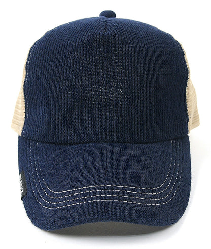 地 ヘンプ ニット コットンキャップ BIGWATCH ネイビー（紺) ベージュ メッシュキャップ ビッグサイズ ビッグワッチ ダメージ加工無し CPM-23 春 夏 秋 UVケア