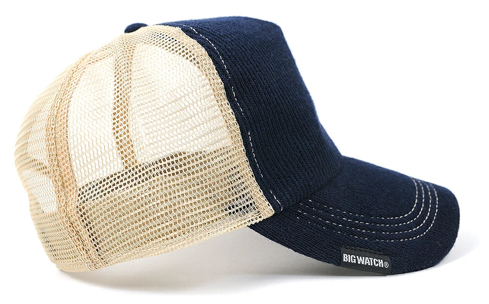地 ヘンプ ニット コットンキャップ BIGWATCH ネイビー（紺) ベージュ メッシュキャップ ビッグサイズ ビッグワッチ ダメージ加工無し CPM-23 春 夏 秋 UVケア