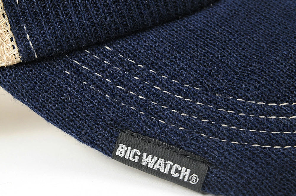 地 ヘンプ ニット コットンキャップ BIGWATCH ネイビー（紺) ベージュ メッシュキャップ ビッグサイズ ビッグワッチ ダメージ加工無し CPM-23 春 夏 秋 UVケア