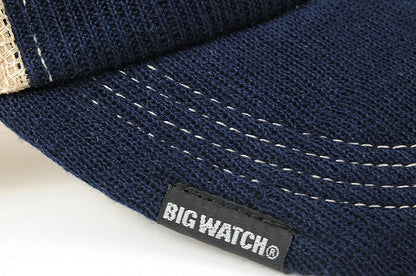 地 ヘンプ ニット コットンキャップ BIGWATCH ネイビー（紺) ベージュ メッシュキャップ ビッグサイズ ビッグワッチ ダメージ加工無し CPM-23 春 夏 秋 UVケア