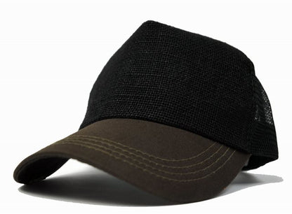 無地ヘンプコンビキャップ BIGWATCH ブラック ブラウン メッシュ キャップ CPMA-02 春 夏 秋