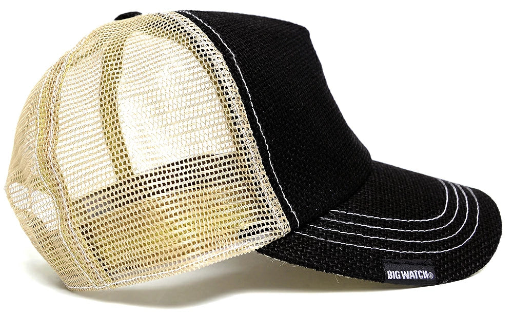 ヘンプ 刺繍 キャップ BIGWATCH正規品 ブラック ベージュ メッシュキャップ ビッグサイズ ビッグワッチ CPMS-01 春 夏 秋 UVケア