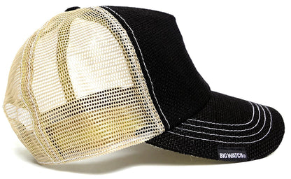 ヘンプ 刺繍 キャップ BIGWATCH正規品 ブラック ベージュ メッシュキャップ ビッグサイズ ビッグワッチ CPMS-01 春 夏 秋 UVケア