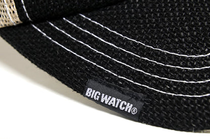 ヘンプ 刺繍 キャップ BIGWATCH正規品 ブラック ベージュ メッシュキャップ ビッグサイズ ビッグワッチ CPMS-01 春 夏 秋 UVケア