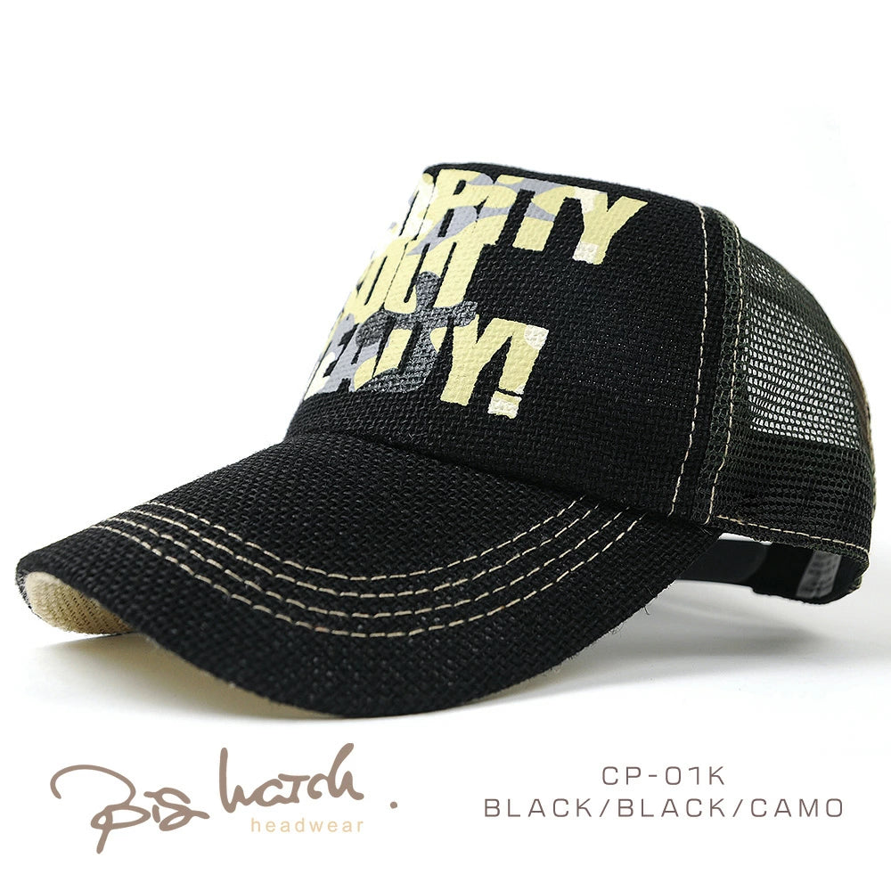 ヘンプ メッシュキャップ ビッグワッチ 13色 ヘンプキャップ BIGWATCH正規品 ブラック ベージュ 黒 赤 ブラウン カモ 白 メッセージキャップ CP-01 春 夏 秋 UVケア