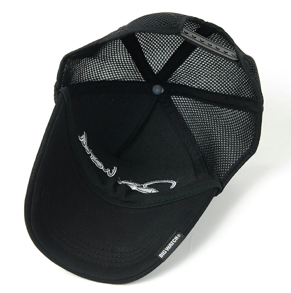 刺繍 ラウンド メッシュ キャップBIGWATCH ブラック キャップ CPR-21 春夏 UVケア ビッグワッチ