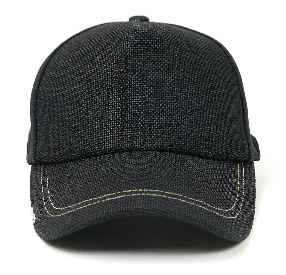 無地 ヘンプコットン ラウンドキャップBIGWATCH オールブラック キャップ ビッグサイズ スポーツキャップ ダメージ加工無し CPRM-01 春 夏 秋 UVケア