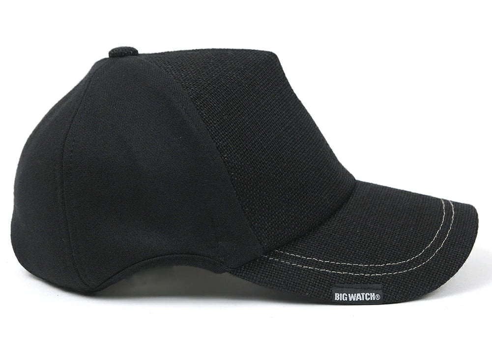 無地 ヘンプコットン ラウンドキャップBIGWATCH オールブラック キャップ ビッグサイズ スポーツキャップ ダメージ加工無し CPRM-01 春 夏 秋 UVケア
