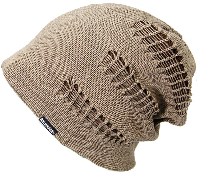 クラッシュ ニット ベージュ ダメージ加工 グランジ CR-02 春 夏 秋 UVケア/ビッグワッチ