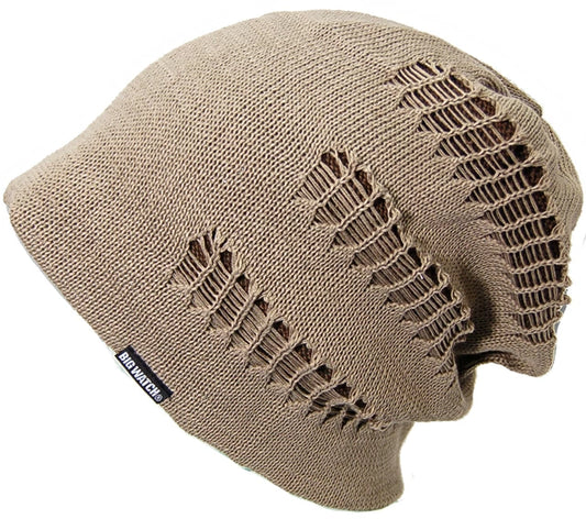 クラッシュ ニット ベージュ ダメージ加工 グランジ CR-02 春 夏 秋 UVケア/ビッグワッチ