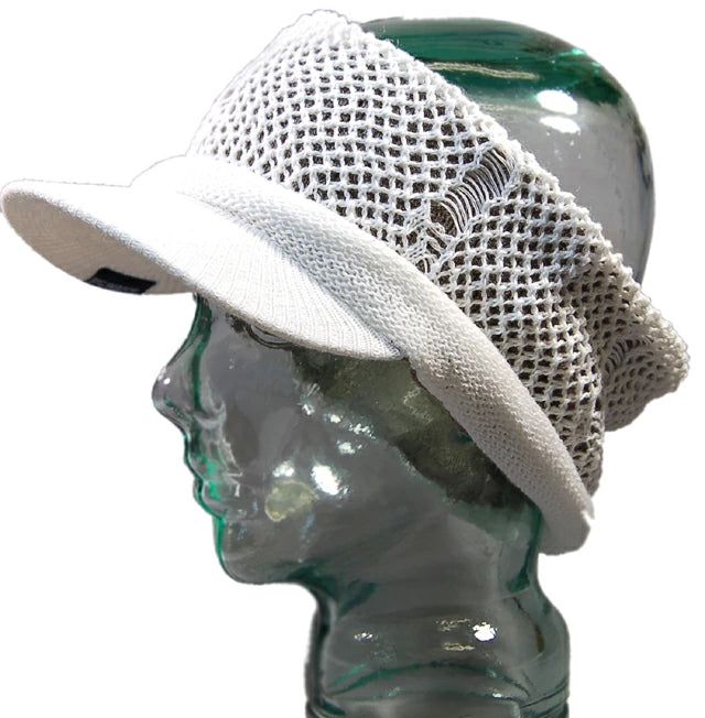 ヘンプダメージ ツバ付きヘアバンドBIGWATCH ホワイト ベージュ ターバン クラッシュ加工 ビッグワッチ カチューシャ CTB-02 春 夏 秋 UVケア