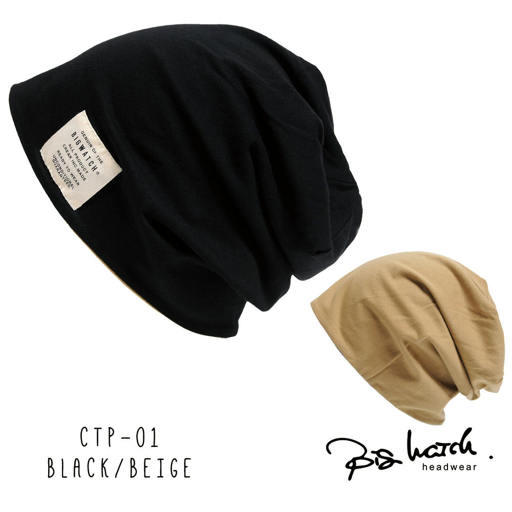 ストレッチコットンリバーシブル BIGWATCH正規品 ブラック グレー チャコール ニットキャップ ルーズ ニットワッチ CTP-01 春 秋 冬