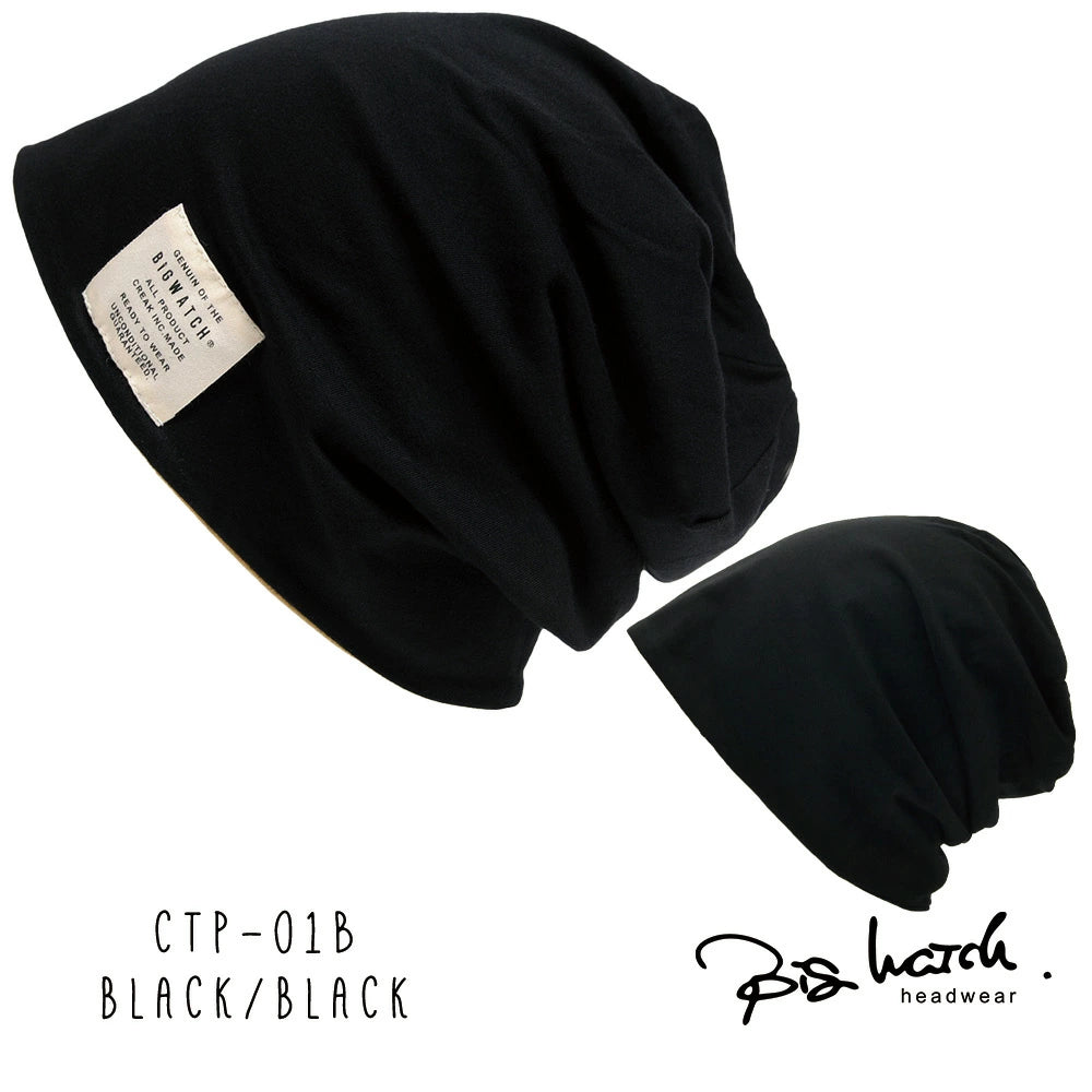 ストレッチコットンリバーシブル BIGWATCH正規品 ブラック グレー チャコール ニットキャップ ルーズ ニットワッチ CTP-01 春 秋 冬