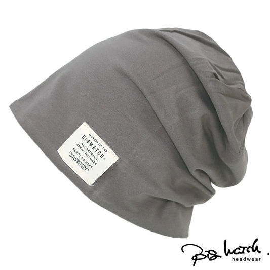 ストレッチコットンリバーシブル BIGWATCH正規品 ロング グレー ライトグレーニットキャップ ルーズ ニットワッチ ビッグワッチ CTP-02 春 夏 秋 UVケア
