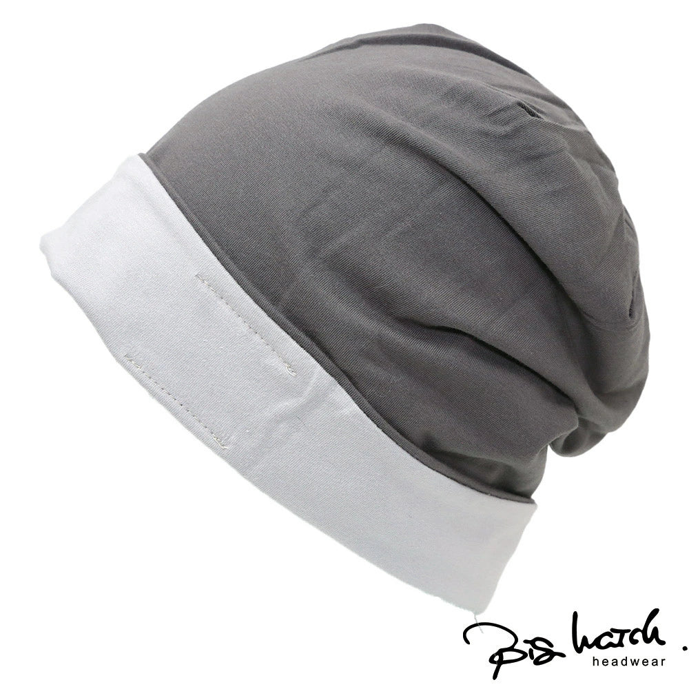 ストレッチコットンリバーシブル BIGWATCH正規品 ロング グレー ライトグレーニットキャップ ルーズ ニットワッチ ビッグワッチ CTP-02 春 夏 秋 UVケア