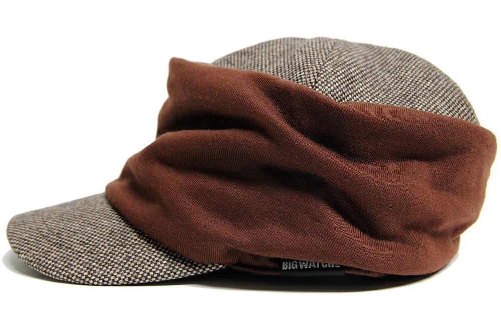 シャーリングツイード ワークキャップBIGWATCH正規品 ブラウン キャスケット ビッグワッチ つば付帽子 サイズ DCP-09 春 秋 冬