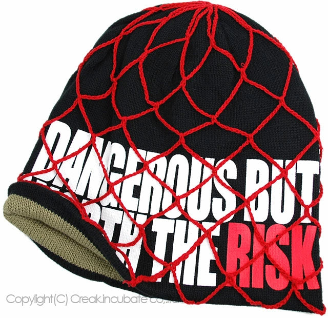 ダメージ ROCK BIGWATCH ビッグワッチ 正規品 ブラック×レッド ニットキャップ クラッシュ ロック系 RATT ニット帽 DM-04 秋冬 HEAVY META