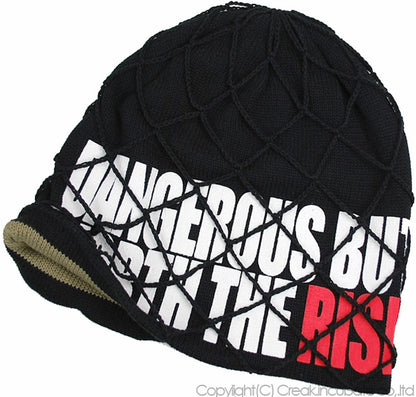 ダメージROCK BIGWATCH ビッグワッチ 正規品 ブラック ニットキャップ クラッシュ ロック系 ルーズ ニット帽 DM-05 春 秋 冬