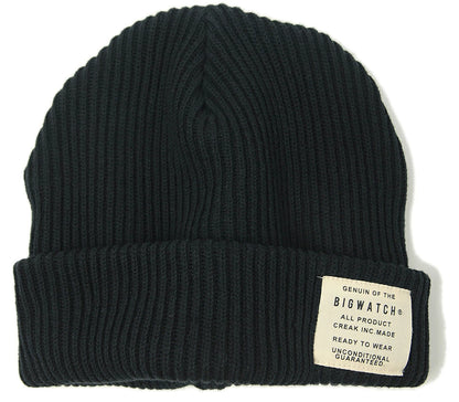 ショートリブニット ビッグワッチ ブラック 黒 浅め DP-15 リブ編み ニット帽 ニットキャップ コットン 秋冬