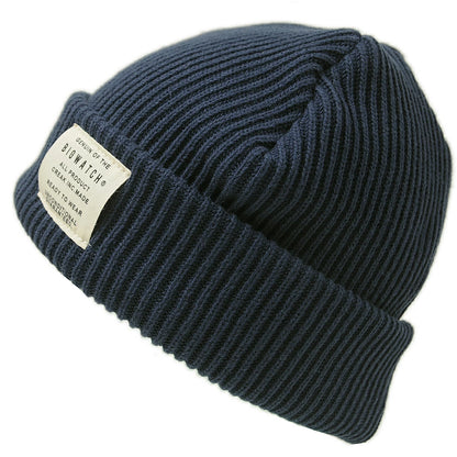 ショートリブニット BIGWATCH ビッグワッチ 正規品 ネイビー（紺） 浅め リブ編み ニット帽 ニットキャップ コットン100% DP-16