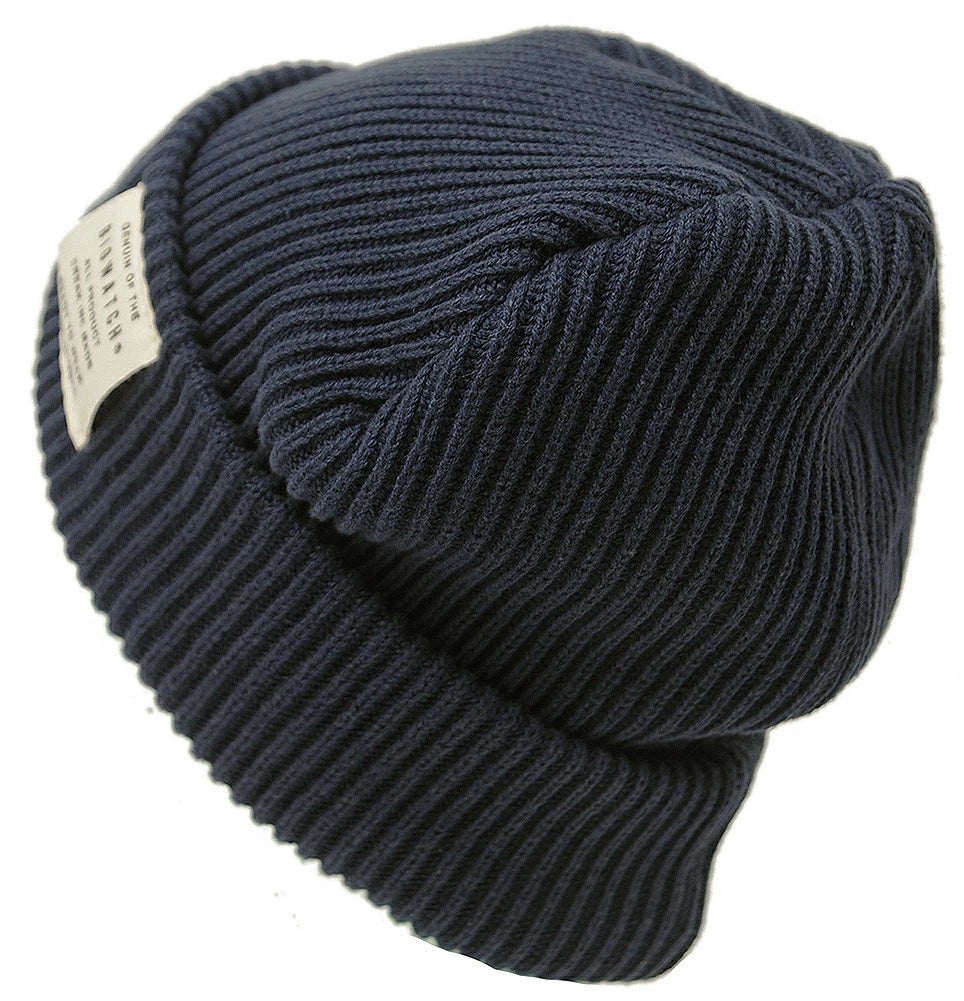 ショートリブニット BIGWATCH ビッグワッチ 正規品 ネイビー（紺） 浅め リブ編み ニット帽 ニットキャップ コットン100% DP-16