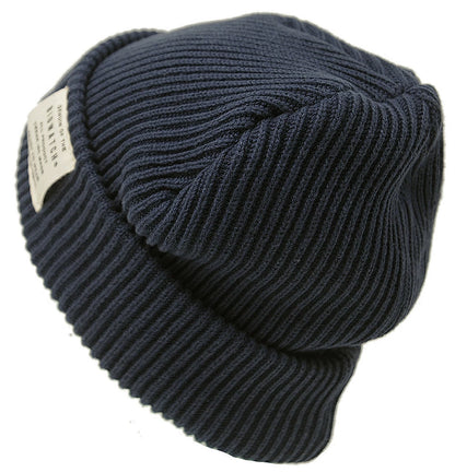 ショートリブニット BIGWATCH ビッグワッチ 正規品 ネイビー（紺） 浅め リブ編み ニット帽 ニットキャップ コットン100% DP-16