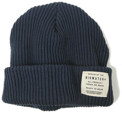 ショートリブニット BIGWATCH ビッグワッチ 正規品 ネイビー（紺） 浅め リブ編み ニット帽 ニットキャップ コットン100% DP-16