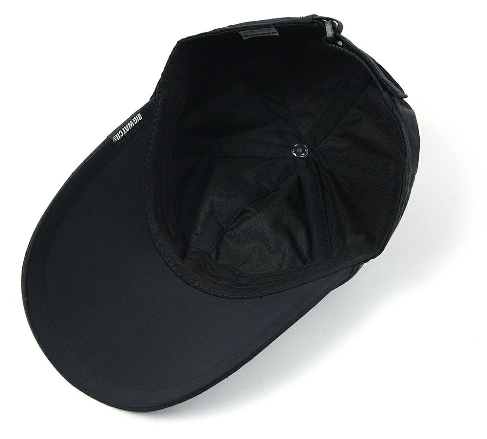 ウォータープルーフ（撥水加工）フィッシング キャップ BIGWATCH ブラック ローキャップ ビッグサイズ 釣り FI-02 春夏