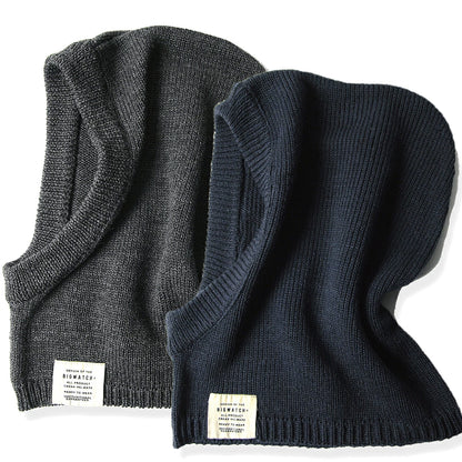 ウール バラクラバ カグール チャコール ネイビー フード付き ネックウォーマー スヌード スキー 春 秋冬