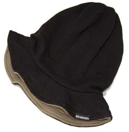 ハット リバーシブルBIGWATCH正規品 ブラック ベージュ 黒 ニットキャップ アクターズハット ニット帽子 HA-01 春 夏 秋 UVケア/ビッグワッチ