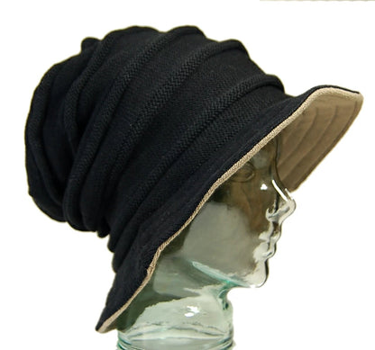 ロールハットBIGWATCH ブラック グレージュ 黒 ビッグワッチ ハット ルーズ ニットワッチ ニット帽 ニットキャップ HA-03 春 夏 秋 UVケア