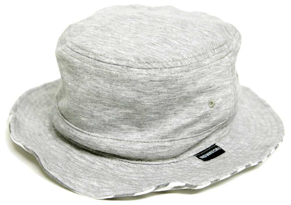 スウェット リバーシブル ボーダー ハットBIGWATCH正規品 MIXグレー ネイビー (2色) ストライプ サファリ フェスハット ビッグワッチ 春 夏 秋 UVケア バケットハット