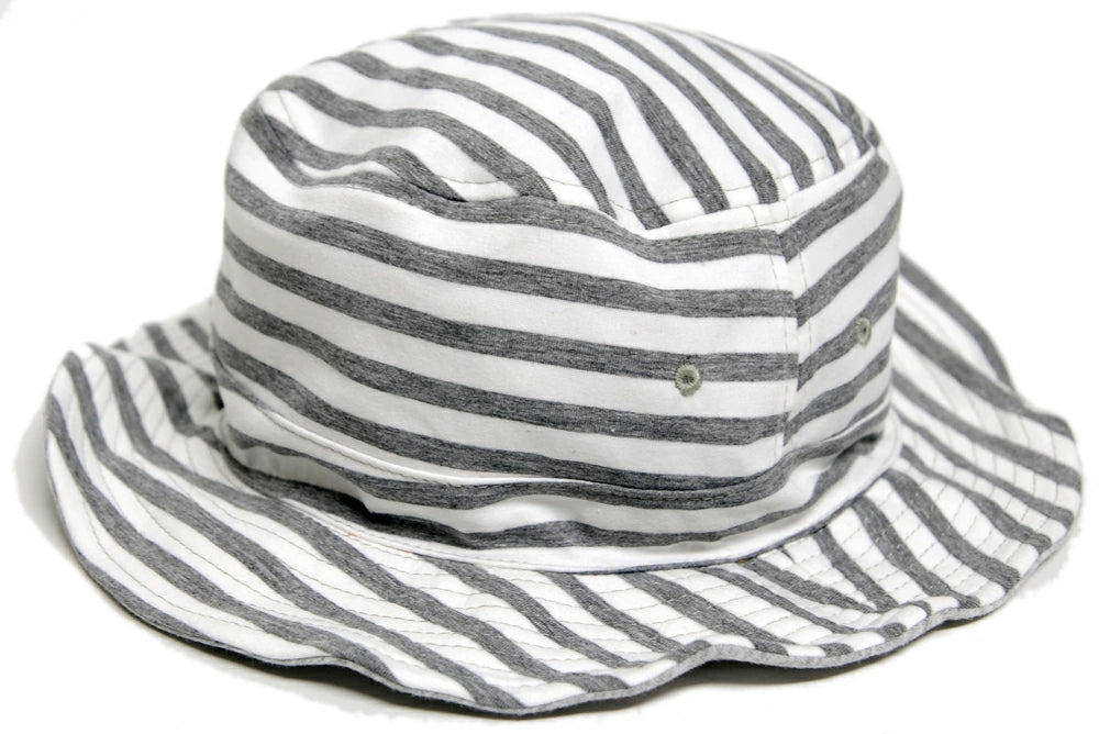 スウェット リバーシブル ボーダー ハットBIGWATCH正規品 MIXグレー ネイビー (2色) ストライプ サファリ フェスハット ビッグワッチ 春 夏 秋 UVケア バケットハット